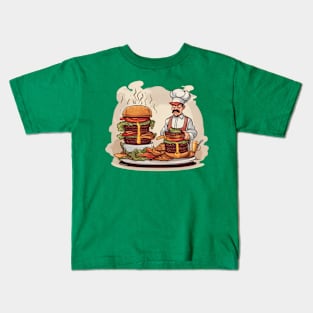 BBQ Fervor Aggressively Grilling Burgers Kids T-Shirt